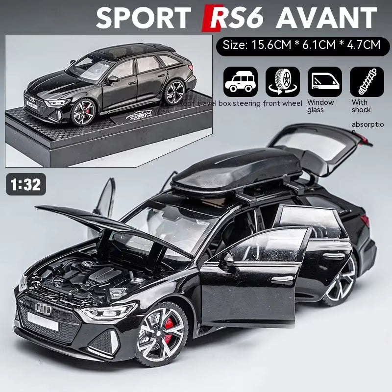 1:32 RS6 Model Car, Black Edition: Customized for Kids Realistic Simulation, Diecast Metal, Perfect Gift for Boys