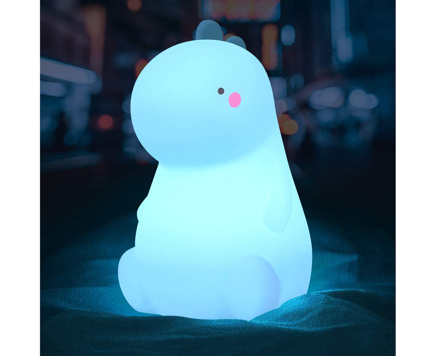 Dinosaur Night Light for Kids, Cute Color Changing Silicone Baby Night Light with Touch Sensor Green